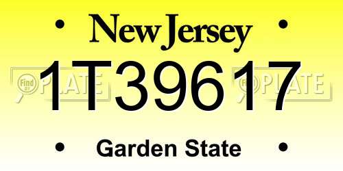 1T39617 New Jersey License Plate
