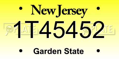 1T45452 New Jersey License Plate