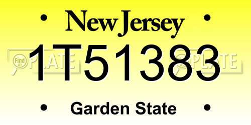 1T51383 New Jersey License Plate