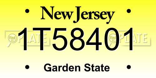 1T58401 New Jersey License Plate