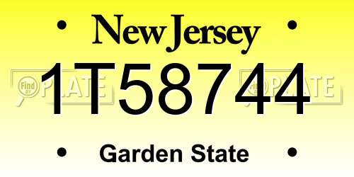 1T58744 New Jersey License Plate