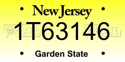1T63146 New Jersey License Plate