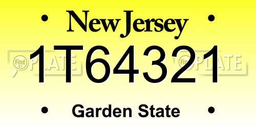1T64321 New Jersey License Plate