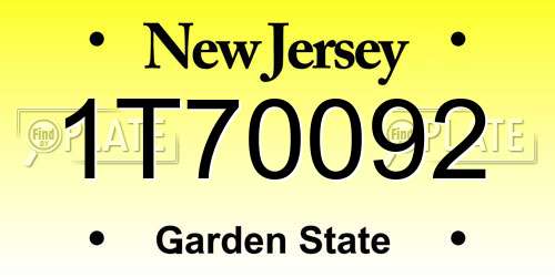 1T70092 New Jersey License Plate