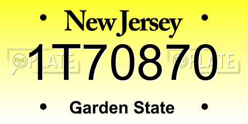 1T70870 New Jersey License Plate