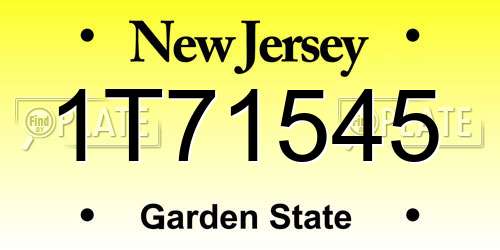 1T71545 New Jersey License Plate