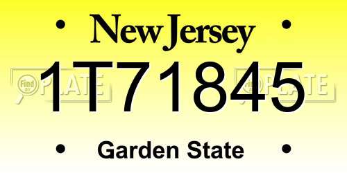 1T71845 New Jersey License Plate