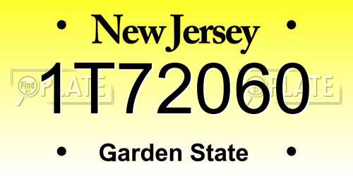 1T72060 New Jersey License Plate