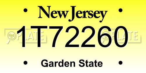 1T72260 New Jersey License Plate