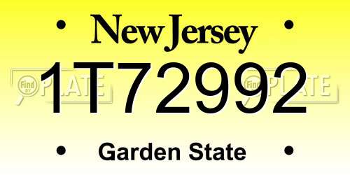1T72992 New Jersey License Plate