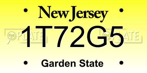 1T72G5 New Jersey License Plate