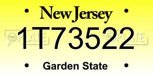 1T73522 New Jersey License Plate