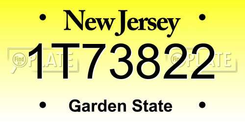 1T73822 New Jersey License Plate
