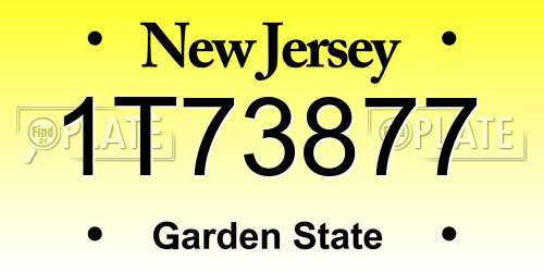1T73877 New Jersey License Plate