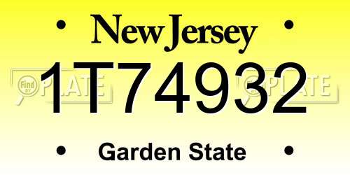 1T74932 New Jersey License Plate