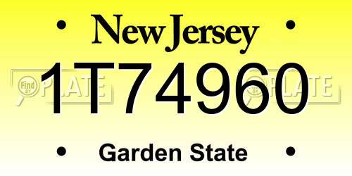 1T74960 New Jersey License Plate