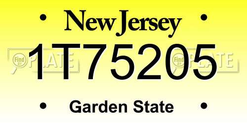 1T75205 New Jersey License Plate
