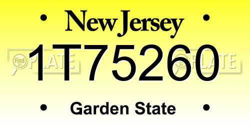 1T75260 New Jersey License Plate