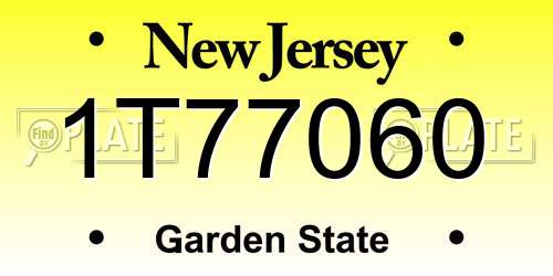 1T77060 New Jersey License Plate