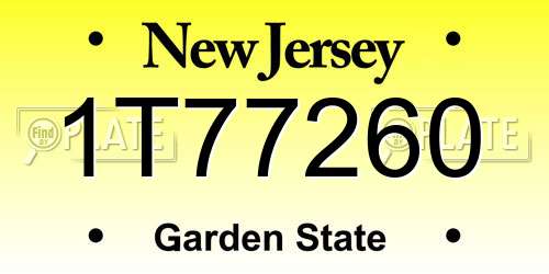1T77260 New Jersey License Plate