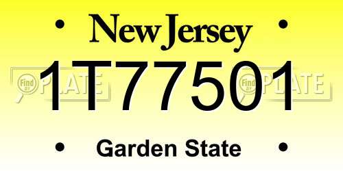 1T77501 New Jersey License Plate