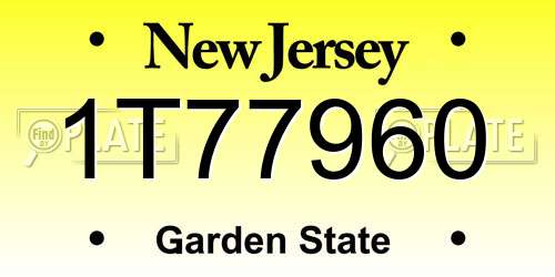 1T77960 New Jersey License Plate
