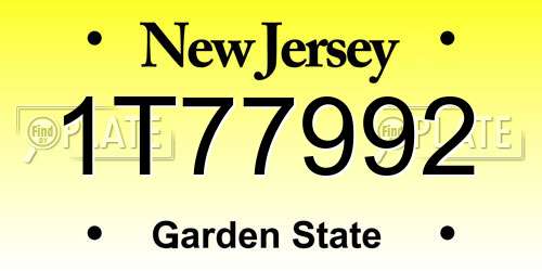 1T77992 New Jersey License Plate