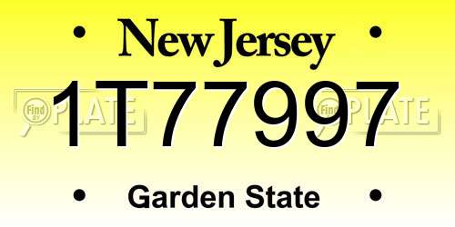1T77997 New Jersey License Plate