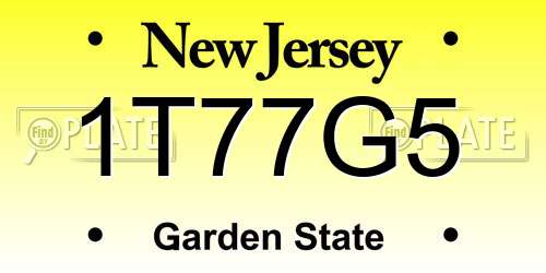 1T77G5 New Jersey License Plate