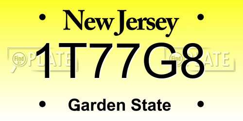 1T77G8 New Jersey License Plate