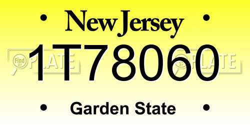 1T78060 New Jersey License Plate