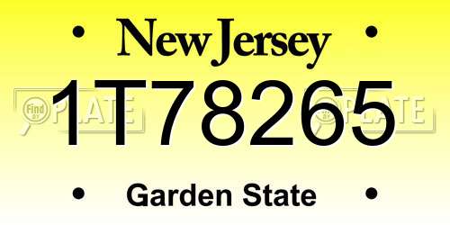 1T78265 New Jersey License Plate