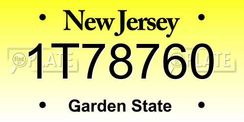 1T78760 New Jersey License Plate