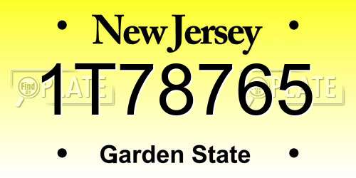 1T78765 New Jersey License Plate