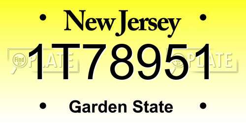 1T78951 New Jersey License Plate