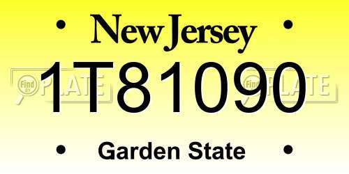 1T81090 New Jersey License Plate