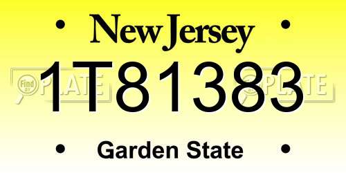 1T81383 New Jersey License Plate