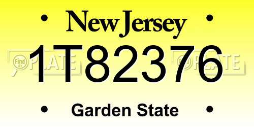 1T82376 New Jersey License Plate