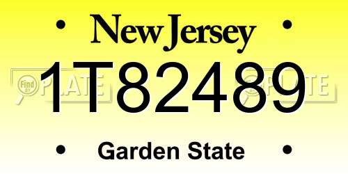 1T82489 New Jersey License Plate