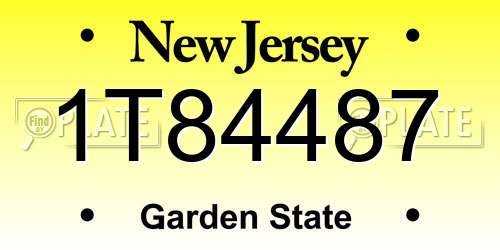 1T84487 New Jersey License Plate