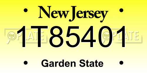 1T85401 New Jersey License Plate