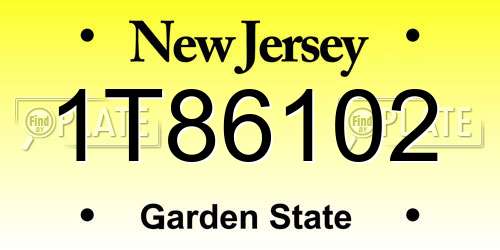 1T86102 New Jersey License Plate