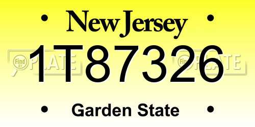 1T87326 New Jersey License Plate