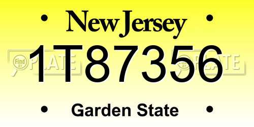 1T87356 New Jersey License Plate