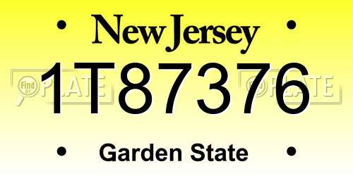 1T87376 New Jersey License Plate