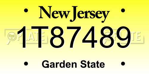 1T87489 New Jersey License Plate
