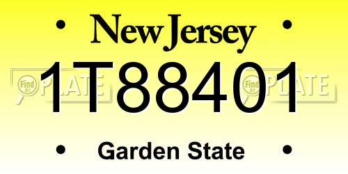 1T88401 New Jersey License Plate