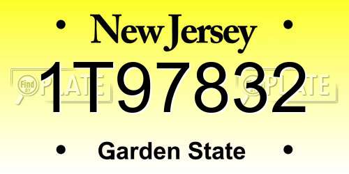 1T97832 New Jersey License Plate