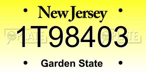 1T98403 New Jersey License Plate