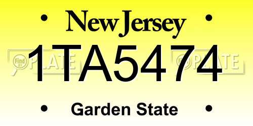 1TA5474 New Jersey License Plate